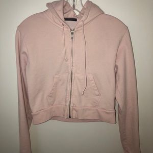 Light Pink Cropped Brandy Zip Up